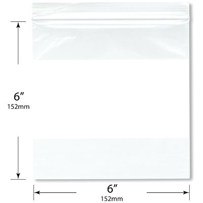 Plymor 6" x 6" (Pack of 200), 2 Mil White-Block Zipper Reclosable Plastic Bags Image 1