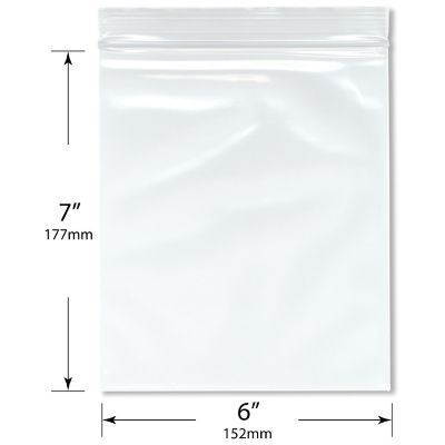 Plymor 6" x 7" (Pack of 200), 4 Mil Heavy Duty Zipper Reclosable Plastic Bags Image 1