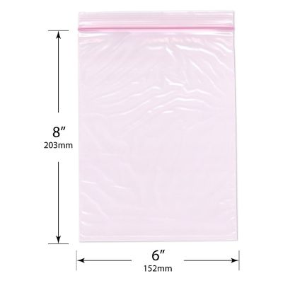 Plymor 6" x 8" (Pack of 100), 2 Mil Anti-Static Zipper Reclosable Plastic Bags Image 1