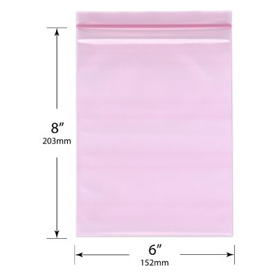 Plymor 6" x 8" (Pack of 200), 4 Mil Heavy Duty Anti-Static Zipper Reclosable Plastic Bags Image 1