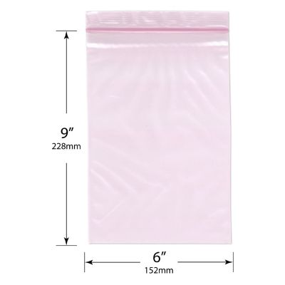 Plymor 6" x 9" (Pack of 100), 4 Mil Heavy Duty Anti-Static Zipper Reclosable Plastic Bags Image 1