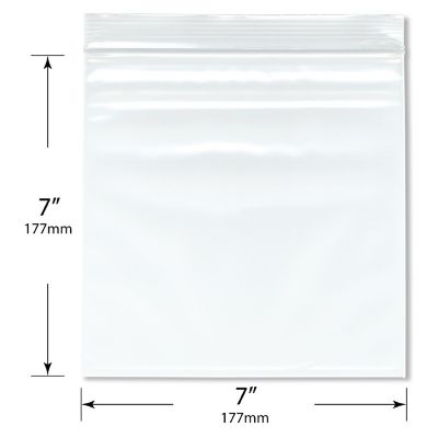 Plymor 7" x 7" (Pack of 100), 4 Mil Heavy Duty Zipper Reclosable Plastic Bags Image 1