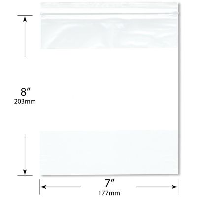 Plymor 7" x 8" (Pack of 200), 2 Mil White-Block Zipper Reclosable Plastic Bags Image 1