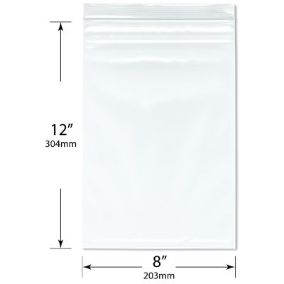 Plymor 8" x 12" (Case of 1,000), 4 Mil Heavy Duty Zipper Reclosable Plastic Bags Image 1