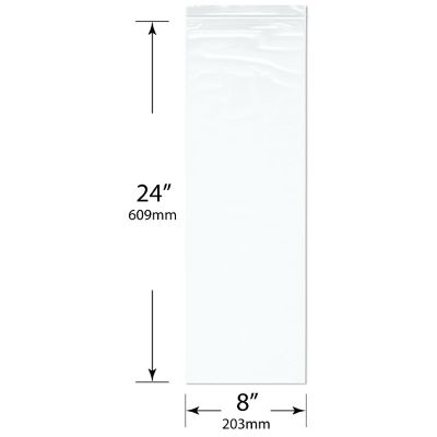 Plymor 8" x 24" (Pack of 100), 2 Mil Zipper Reclosable Plastic Bags Image 1