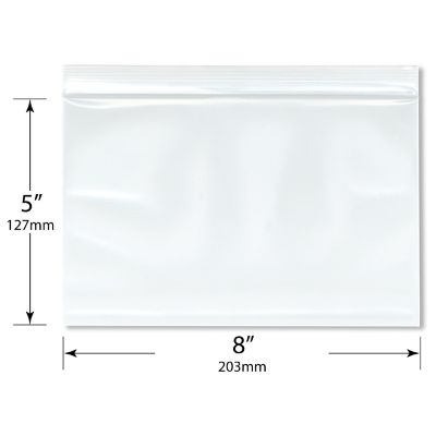 Plymor 8" x 5" (Pack of 100), 4 Mil Heavy Duty Zipper Reclosable Plastic Bags Image 1