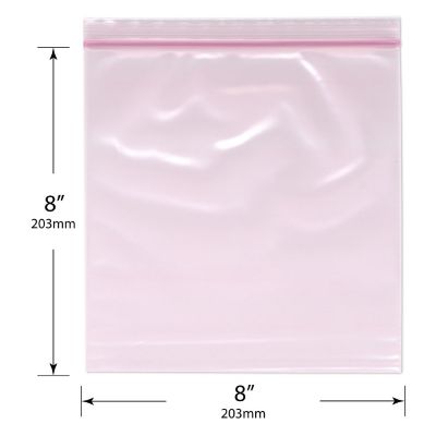 Plymor 8" x 8" (Pack of 100), 4 Mil Heavy Duty Anti-Static Zipper Reclosable Plastic Bags Image 1