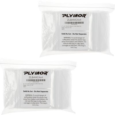 Plymor Heavy Duty Plastic Reclosable Zipper Bags, 4 Mil, 4" x 4" (Pack of 200) Image 2