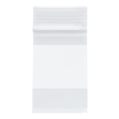 Plymor Heavy Duty Plastic Reclosable Zipper Bags With White Block, 4 Mil, 2" x 3" (Pack of 200) Image 1
