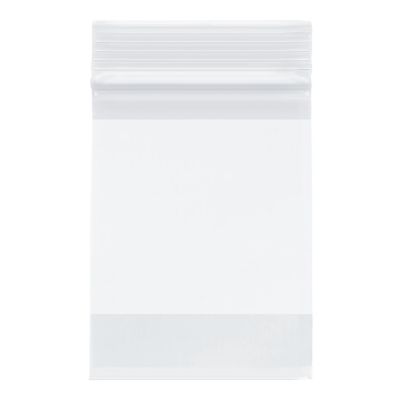 Plymor Heavy Duty Plastic Reclosable Zipper Bags With White Block, 4 Mil, 3" x 4" (Pack of 200) Image 1
