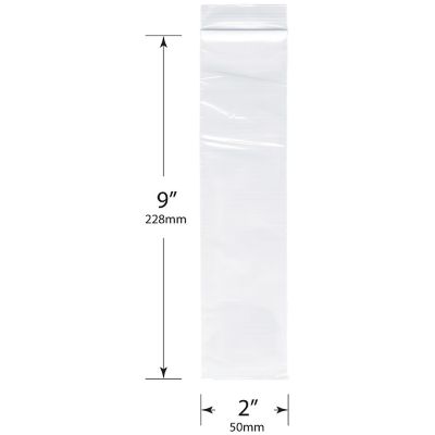 Plymor Zipper Reclosable Plastic Bags, 2 Mil, 2" x 9" (Case of 1000) Image 1