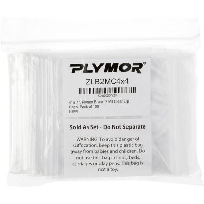 Plymor Zipper Reclosable Plastic Bags, 2 Mil, 4" x 4" (Pack of 200) Image 2