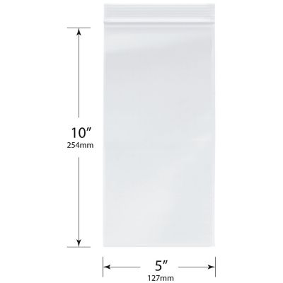 Plymor Zipper Reclosable Plastic Bags, 2 Mil, 5" x 10" (Case of 1000) Image 1