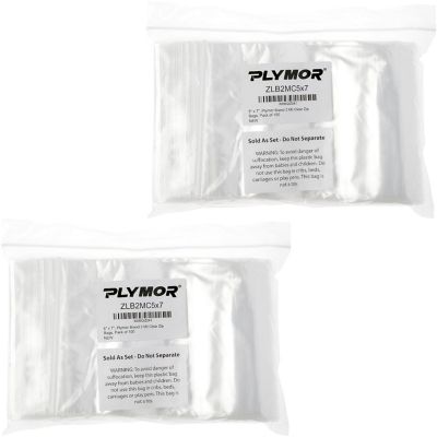 Plymor Zipper Reclosable Plastic Bags, 2 Mil, 5" x 7" (Pack of 200) Image 2