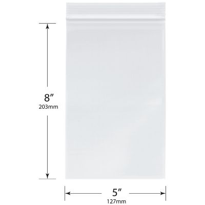 Plymor Zipper Reclosable Plastic Bags, 2 Mil, 5" x 8" (Pack of 200) Image 1