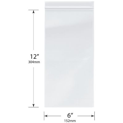 Plymor Zipper Reclosable Plastic Bags, 2 Mil, 6" x 12" (Pack of 500) Image 1