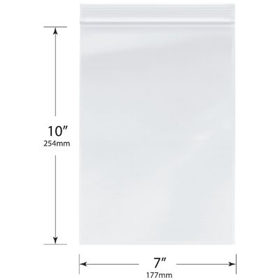 Plymor Zipper Reclosable Plastic Bags, 2 Mil, 7" x 10" (Pack of 100) Image 1
