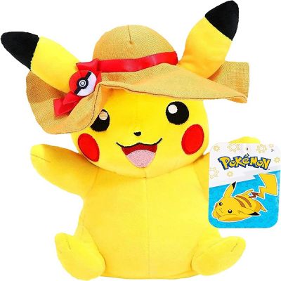 Pok&#233;mon 8" Pikachu with Sun Hat Plush Stuffed Animal Toy - Officially Licensed - Easter Gift for Kids Image 1