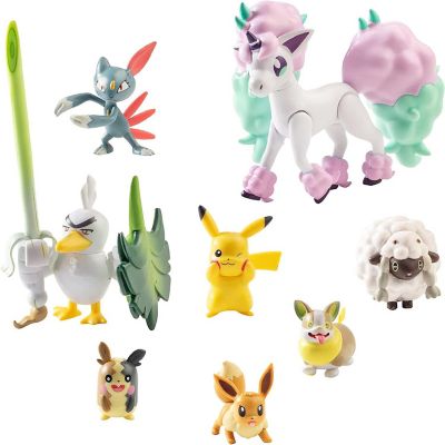 Pok&#233;mon Battle Figure Multi Pack Toy Set, 8 Pieces - Generation 8 - Includes Pikachu, Eevee, Wooloo, Sneasel, Yamper, Ponyta, Sirfetch'd & Morpeko - Ages 4+ Image 1