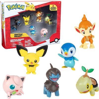 Pok&amp;#233;mon Battle Figure Toy Set - 6 Piece Playset, Includes 2&quot; Pichu, Yamper, Turtwig, Piplup, Chimchar &amp; Deino - Generation 4 Diamond &amp; Pearl Starters - Ages 4+ Image 1