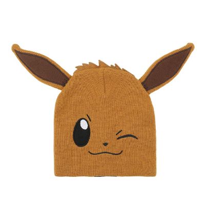 Pok&amp;#233;mon Eevee Big Face Brown Cuffless Beanie Image 1