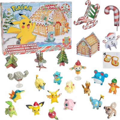 Pokemon 2023 Holiday Advent Calendar for Kids, 24 Piece Gift Playset - Set Includes Pikachu, Eevee, Jigglypuff and More Image 1