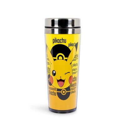 Pokemon Pikachu 16oz Insulated Travel Coffee Mug Tumbler w/ Non-Spill Metal Lid Image 1