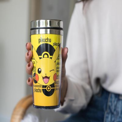 Pokemon Pikachu 16oz Insulated Travel Coffee Mug Tumbler w/ Non-Spill Metal Lid Image 3