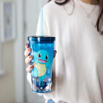 Pokemon Squirtle 16oz Plastic Carnival Cup Tumbler with Lid and Reusable Straw Image 3