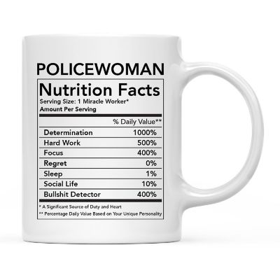 Policewoman Nutritional Facts Coffee Mug Image 2