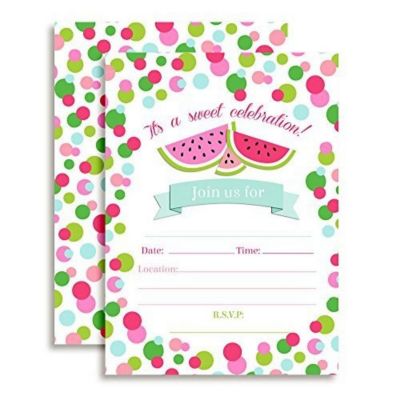 Polka Dot Watermelon Invitations 40pc. by AmandaCreation Image 1