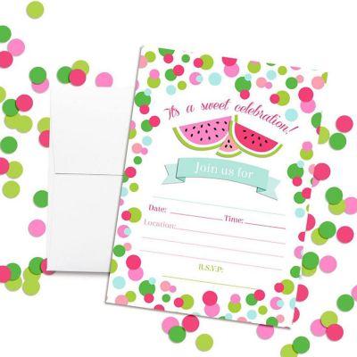 Polka Dot Watermelon Invitations 40pc. by AmandaCreation Image 1