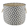 Polyester Pet Bin Lattice Paw Gray Round Medium Image 1