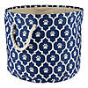 Polyester Pet Bin Lattice Paw Nautical Blue Round Large Image 1