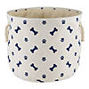 Polyester Pet Bin Paw-Bone Nautical Blue Round Medium Image 1