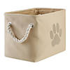 Polyester Pet Bin Paw Taupe Rectangle Small 14X8X9 Image 1