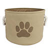 Polyester Pet Bin Paw Taupe Round Small 9X12X12 Image 1