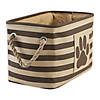 Polyester Pet Bin Stripe With Paw Patch Brown Rectangle Small 14X8X9 Image 1