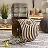 Polyester Pet Bin Stripe With Paw Patch Brown Round Large 15X18X18 Image 1