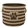Polyester Pet Bin Stripe With Paw Patch Brown Round Large 15X18X18 Image 1