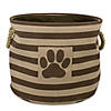 Polyester Pet Bin Stripe With Paw Patch Brown Round Medium 12X15X15 Image 1