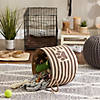 Polyester Pet Bin Stripe With Paw Patch Brown Round Medium 12X15X15 Image 3
