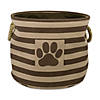 Polyester Pet Bin Stripe With Paw Patch Brown Round Small 9X12X12 Image 1