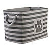 Polyester Pet Bin Stripe With Paw Patch Gray Rectangle Medium 16X10X12 Image 1