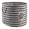 Polyester Pet Bin Stripe With Paw Patch Gray Round Large 15X18X18 Image 1