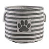 Polyester Pet Bin Stripe With Paw Patch Gray Round Medium 12X15X15 Image 1