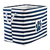 Polyester Pet Bin Stripe With Paw Patch Navy Rectangle Large 17.5X12X15 Image 1
