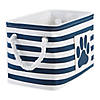 Polyester Pet Bin Stripe With Paw Patch Navy Rectangle Small 14X8X9 Image 1