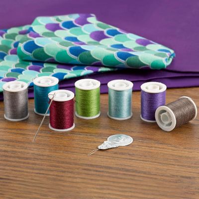 Polyester Thread Set, 30 Colors, 50 Yards Each, Includes Needles &amp; Threader for Sewing Image 2