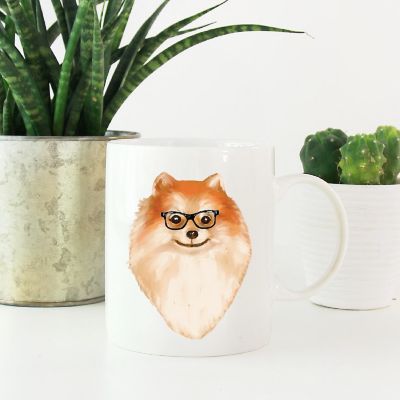 Pomeranian Black Glasses Ceramic Mug Image 1